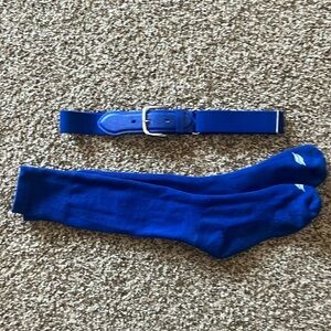 Adidas Youth Blue Baseball belt—OSMF.  Blue Baseball Socks